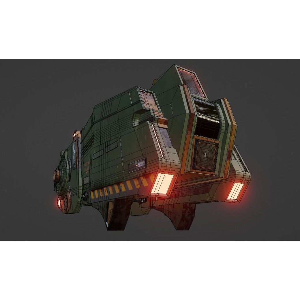 War Spaceship 3D Model – Low Poly Game-Ready PBR Asset, Blender - View 10