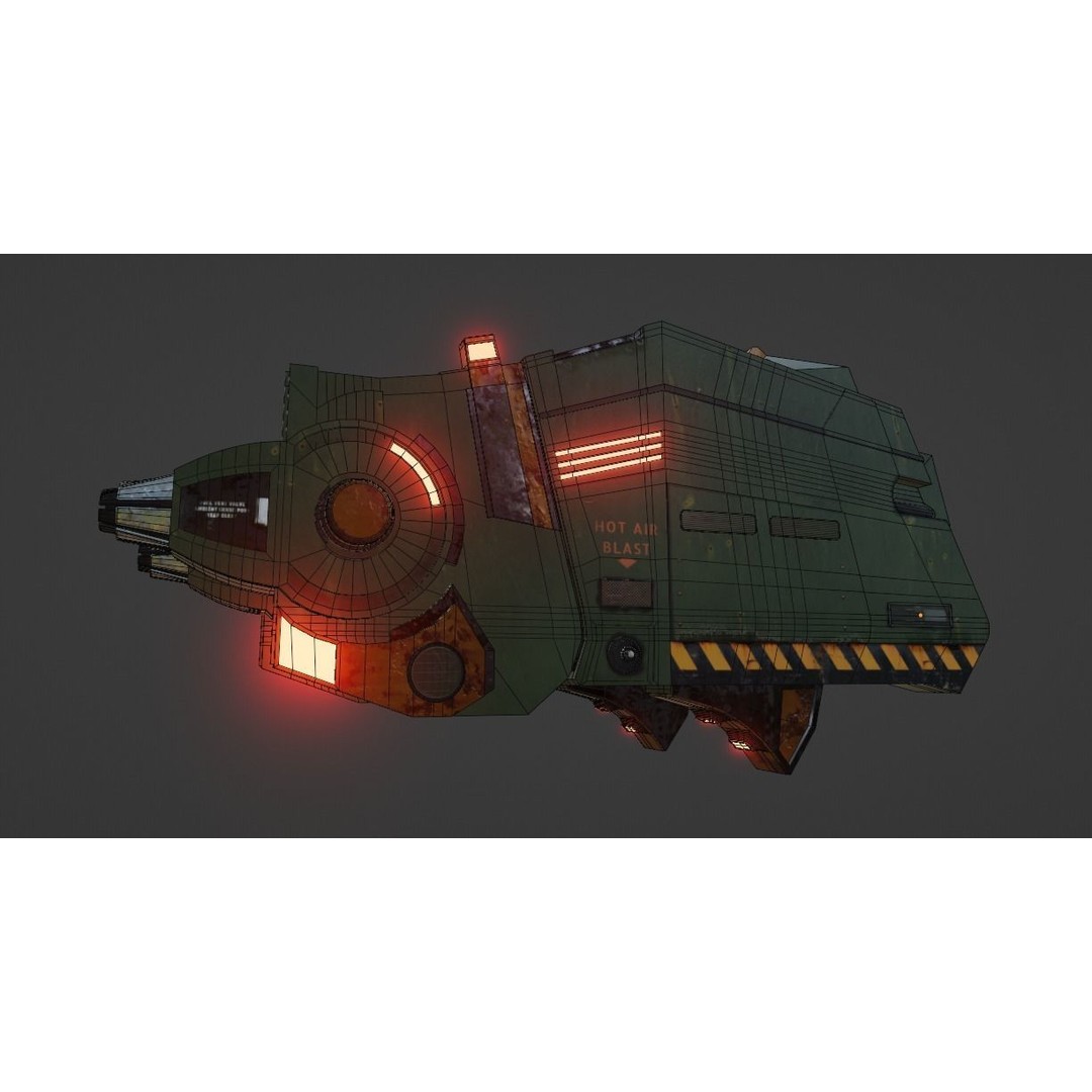War Spaceship 3D Model – Low Poly Game-Ready PBR Asset, Blender - View 11