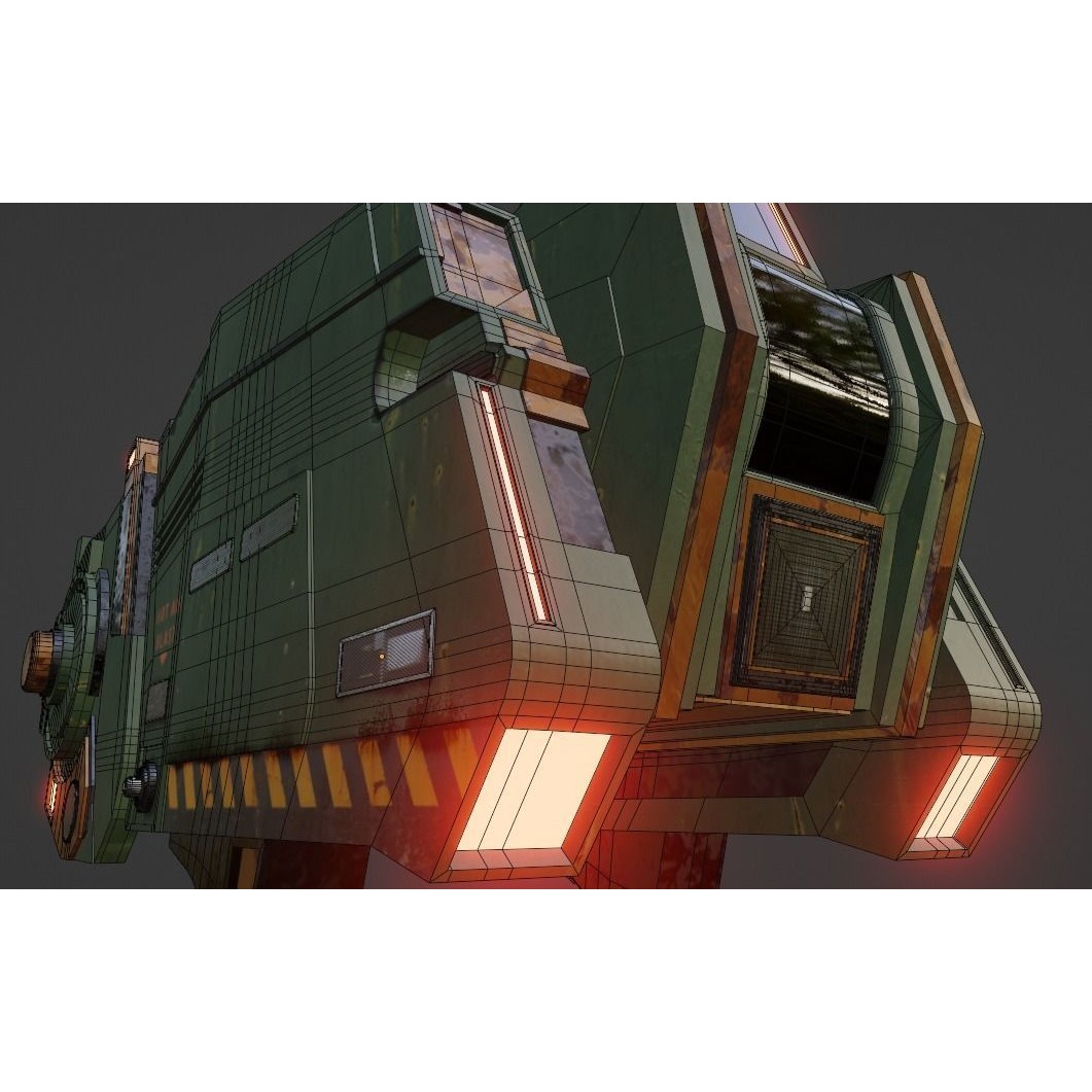 War Spaceship 3D Model – Low Poly Game-Ready PBR Asset, Blender - View 12