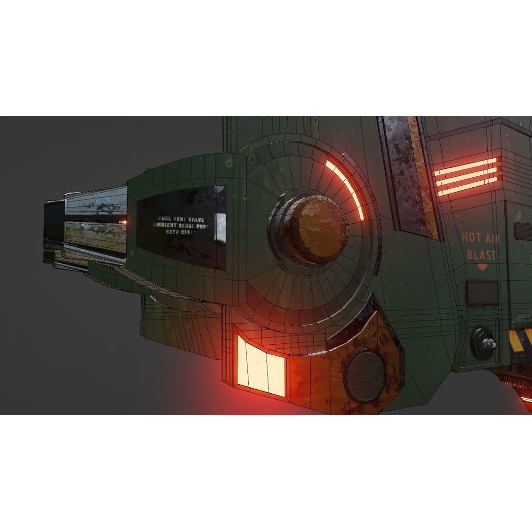 War Spaceship 3D Model – Low Poly Game-Ready PBR Asset, Blender - View 14