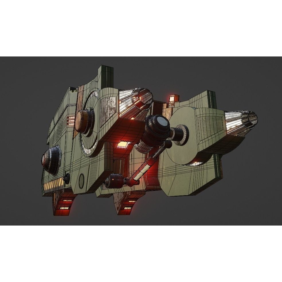 War Spaceship 3D Model – Low Poly Game-Ready PBR Asset, Blender - View 15