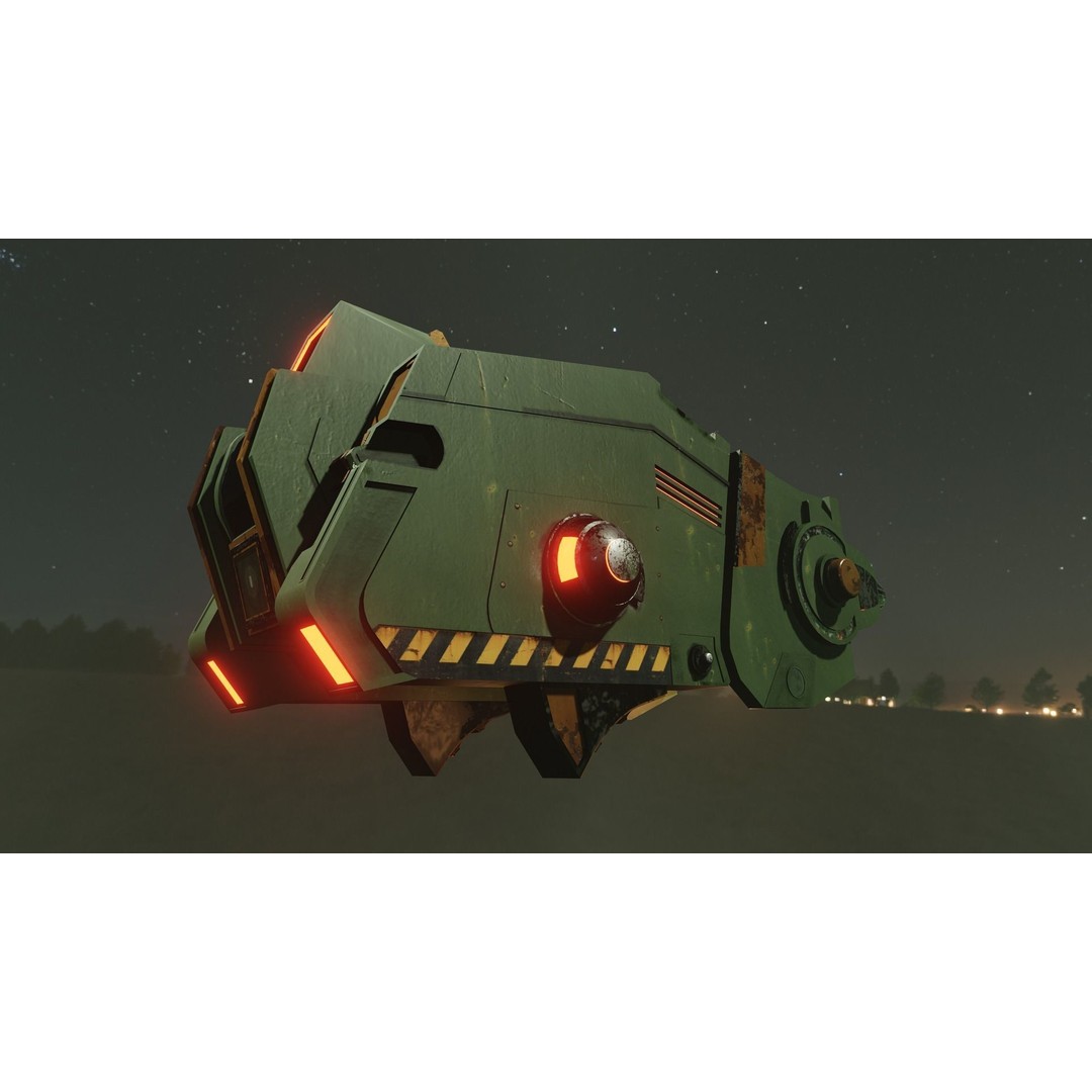 War Spaceship 3D Model – Low Poly Game-Ready PBR Asset, Blender - View 3