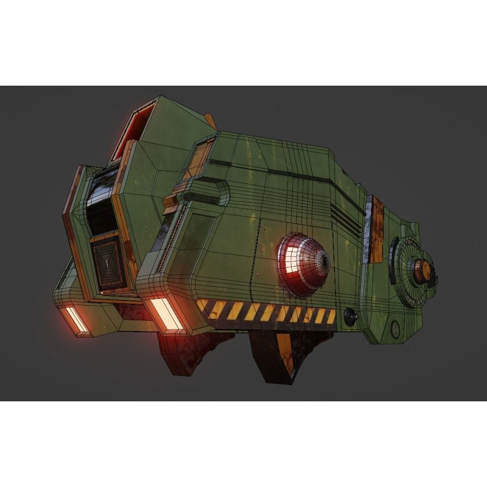 War Spaceship 3D Model – Low Poly Game-Ready PBR Asset, Blender - View 9