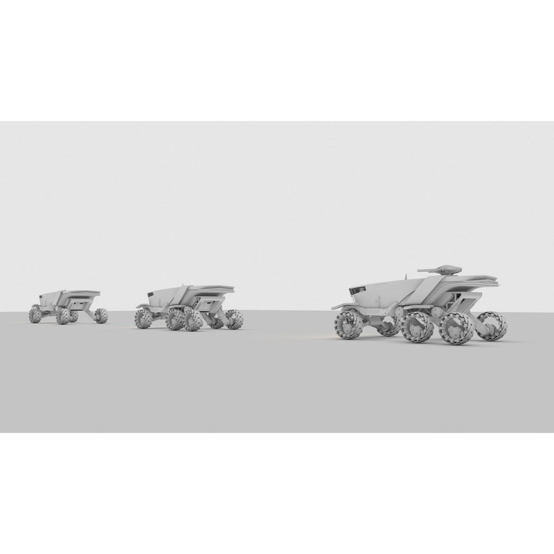 All Terrain Space Rover 3D Model – Mid Poly Game Ready Asset, FBX, OBJ - View 14