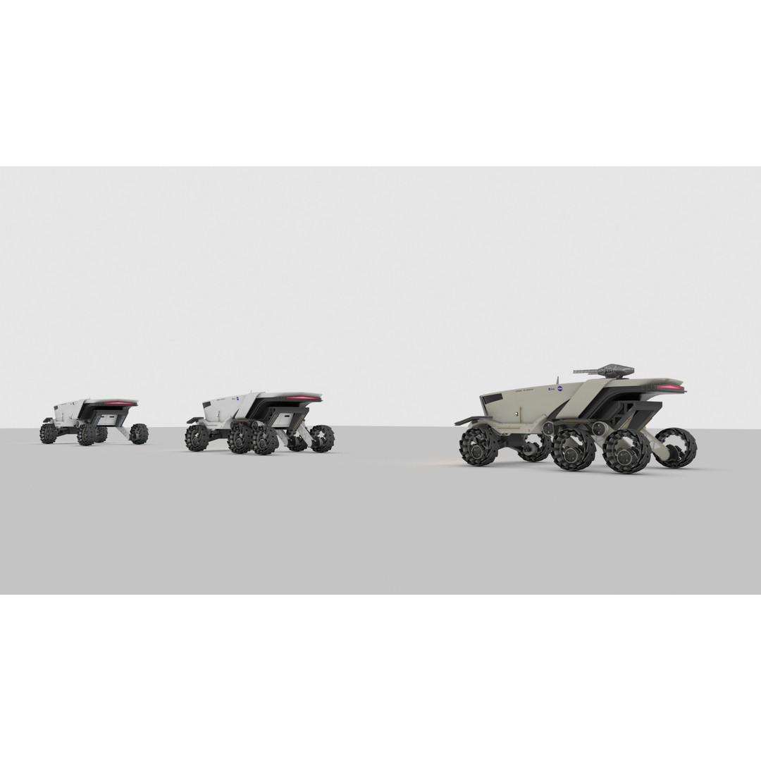 All Terrain Space Rover 3D Model – Mid Poly Game Ready Asset, FBX, OBJ - View 4