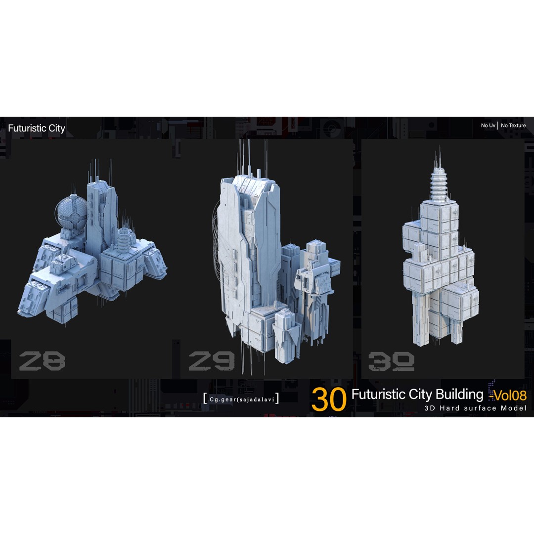 Futuristic Sci-Fi City 3D Model – Kitbash Pack, FBX Format