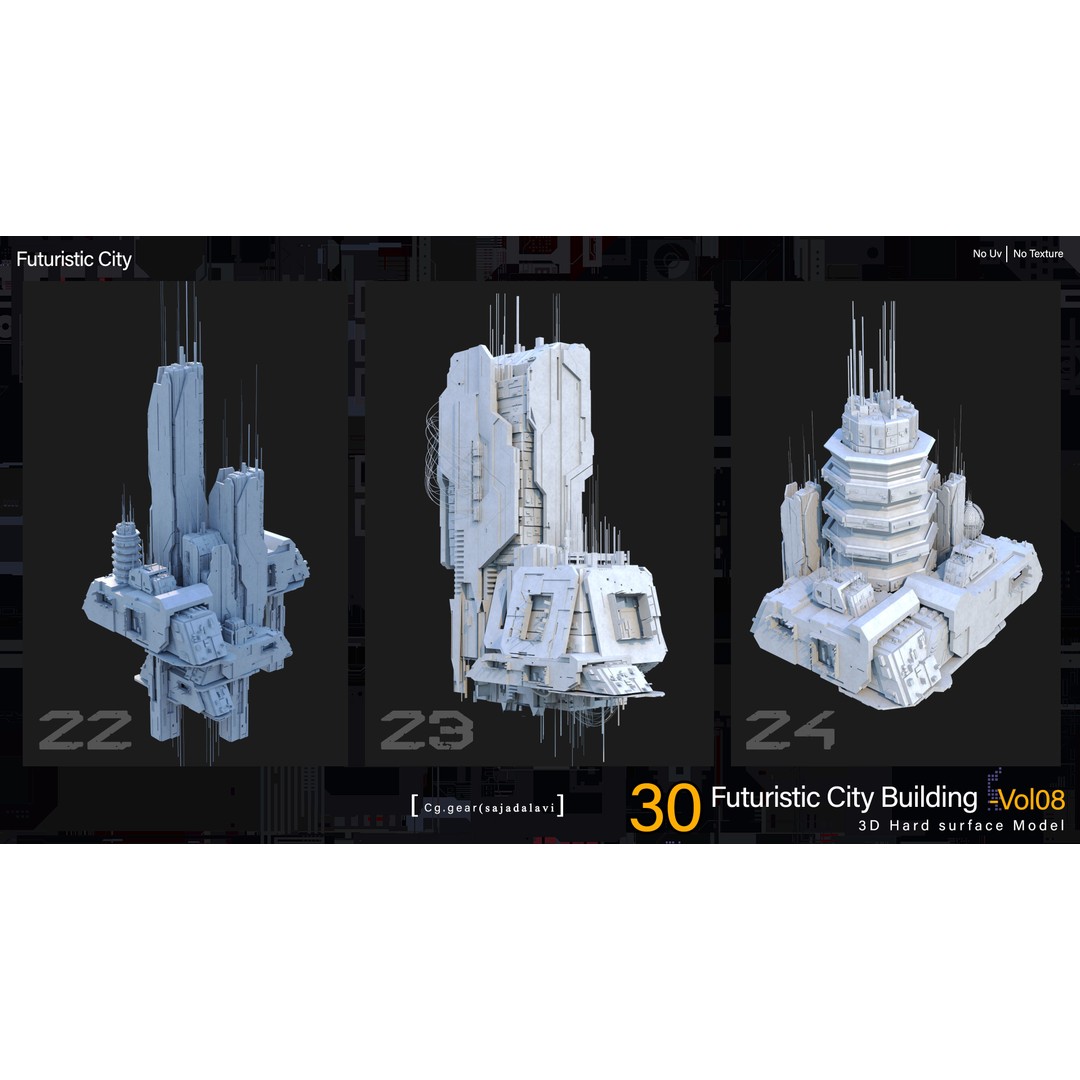 Futuristic Sci-Fi City 3D Model – Kitbash Pack, FBX Format - View 10