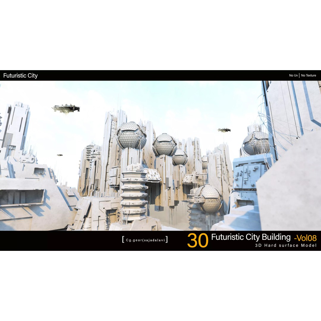 Futuristic Sci-Fi City 3D Model – Kitbash Pack, FBX Format - View 2