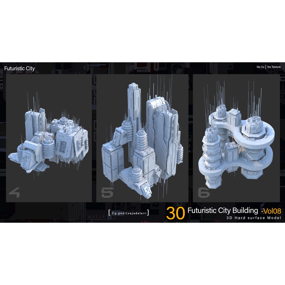 Futuristic Sci-Fi City 3D Model – Kitbash Pack, FBX Format - View 4