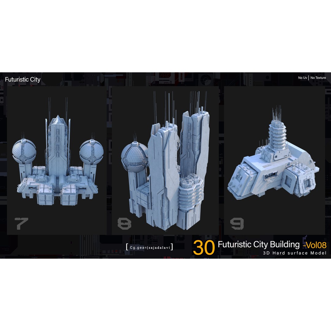 Futuristic Sci-Fi City 3D Model – Kitbash Pack, FBX Format - View 5
