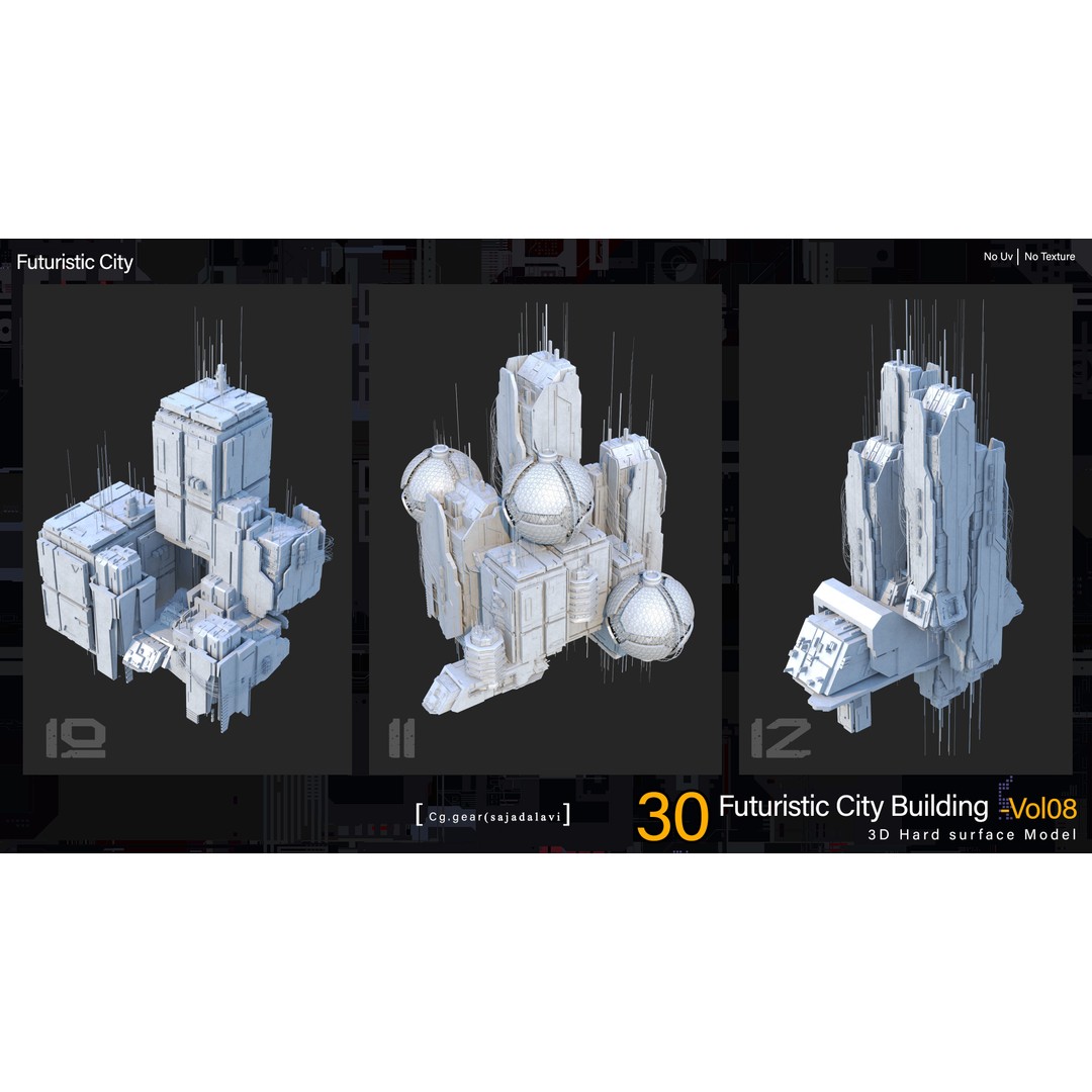 Futuristic Sci-Fi City 3D Model – Kitbash Pack, FBX Format - View 6