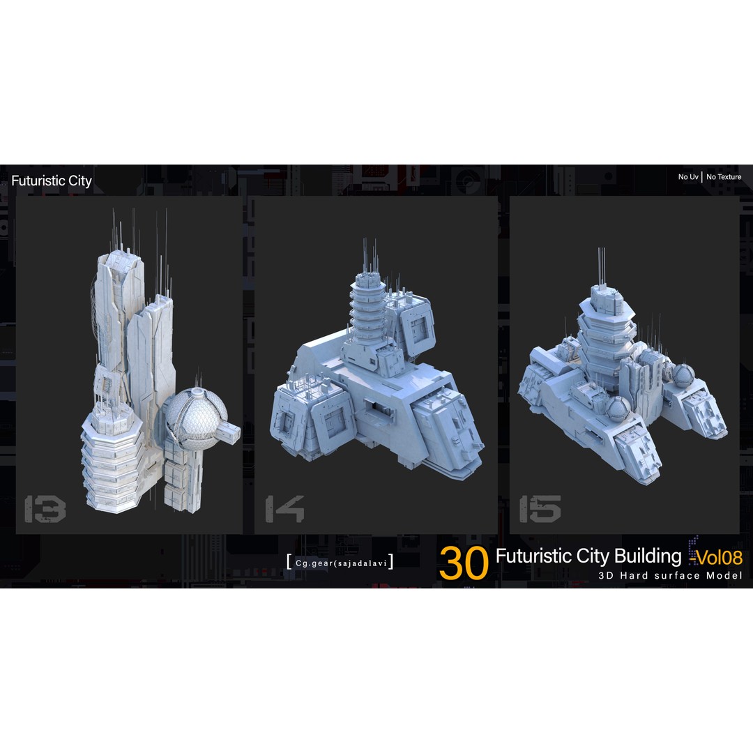 Futuristic Sci-Fi City 3D Model – Kitbash Pack, FBX Format - View 7