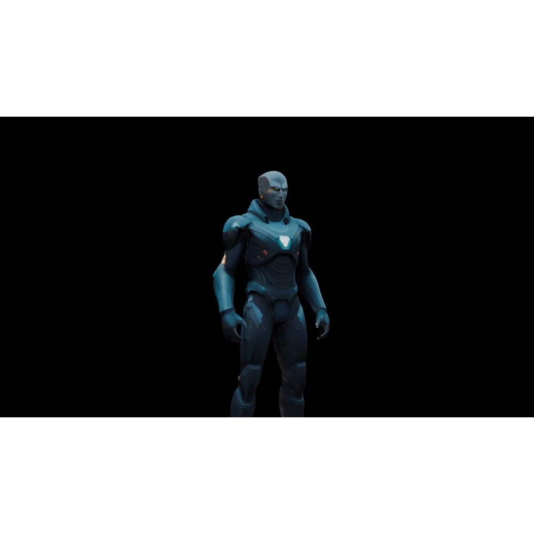 Sci-Fi Warrior 3D Model – Low Poly Game Ready Character, FBX - View 3