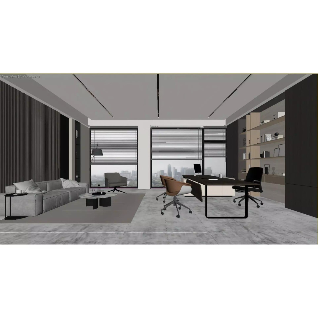 Modern Office 3D Model – Minimalist Design with PBR Textures, FBX - View 3