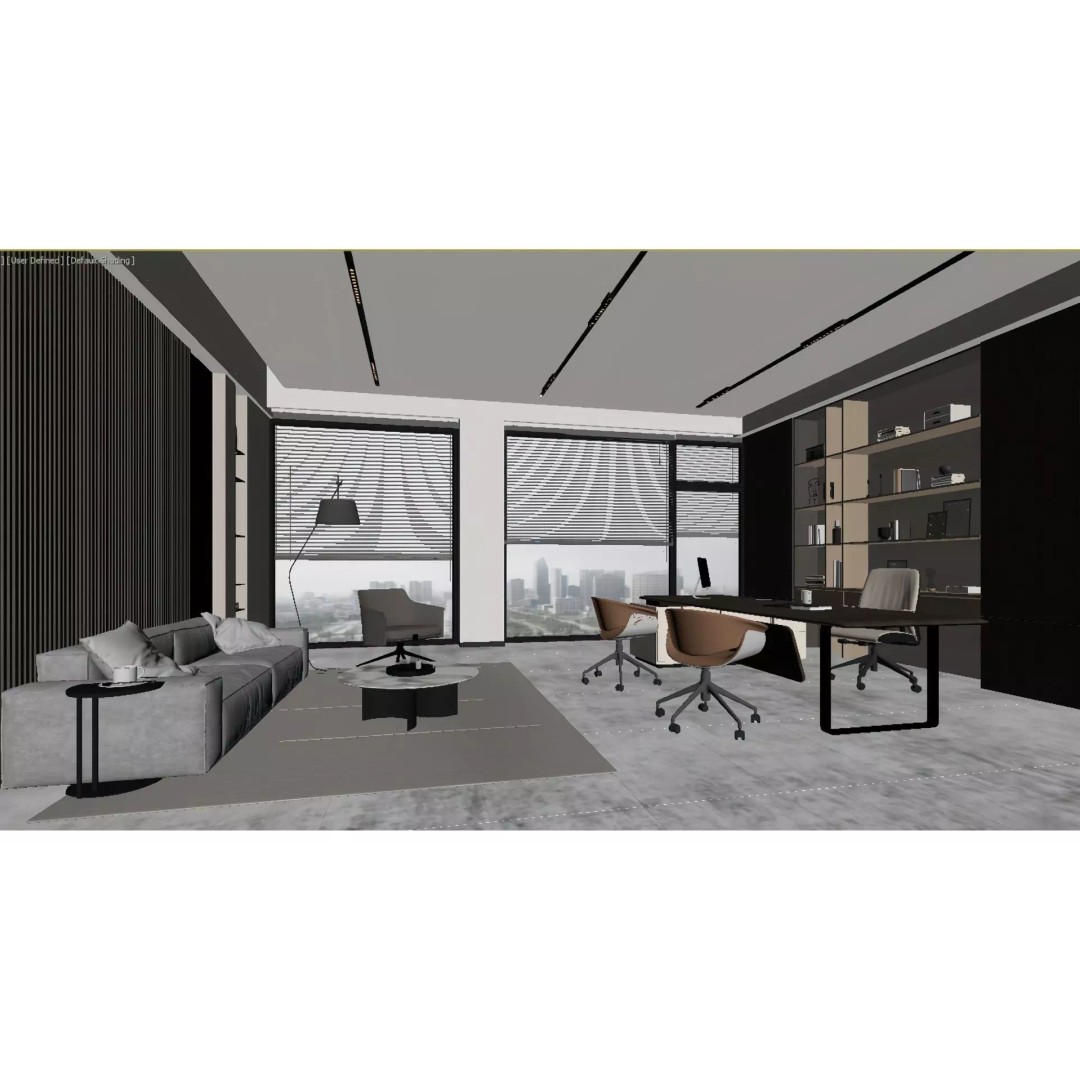 Modern Office 3D Model – Minimalist Design with PBR Textures, FBX - View 4