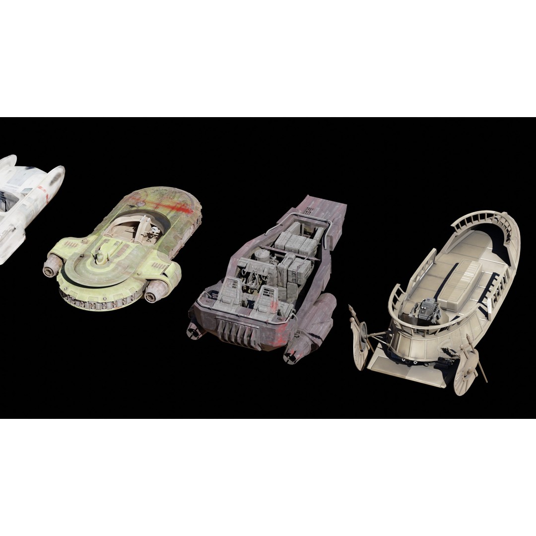 Star Wars Various Vehicles 3D Model – Low Poly Sci-Fi Game Asset, FBX, Blender
