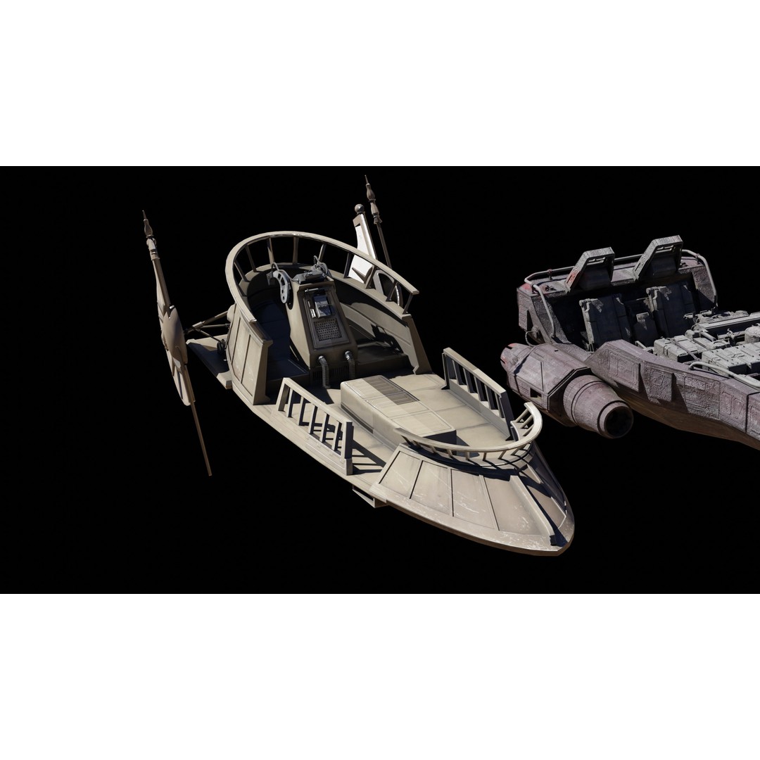 Star Wars Various Vehicles 3D Model – Low Poly Sci-Fi Game Asset, FBX, Blender - View 3