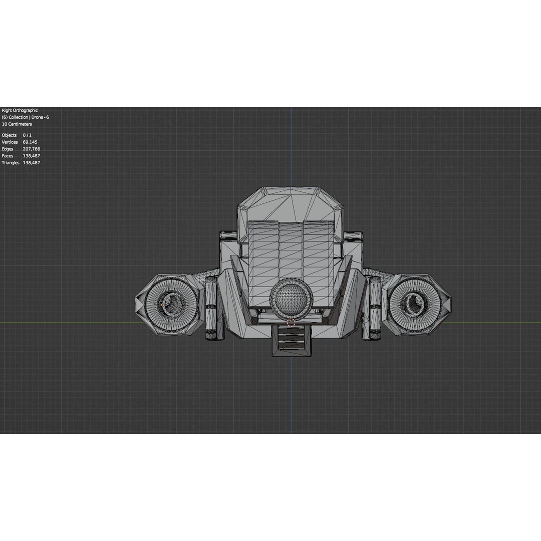 Sci-Fi Drone 3D Model – Untextured Poly Mesh, FBX, OBJ