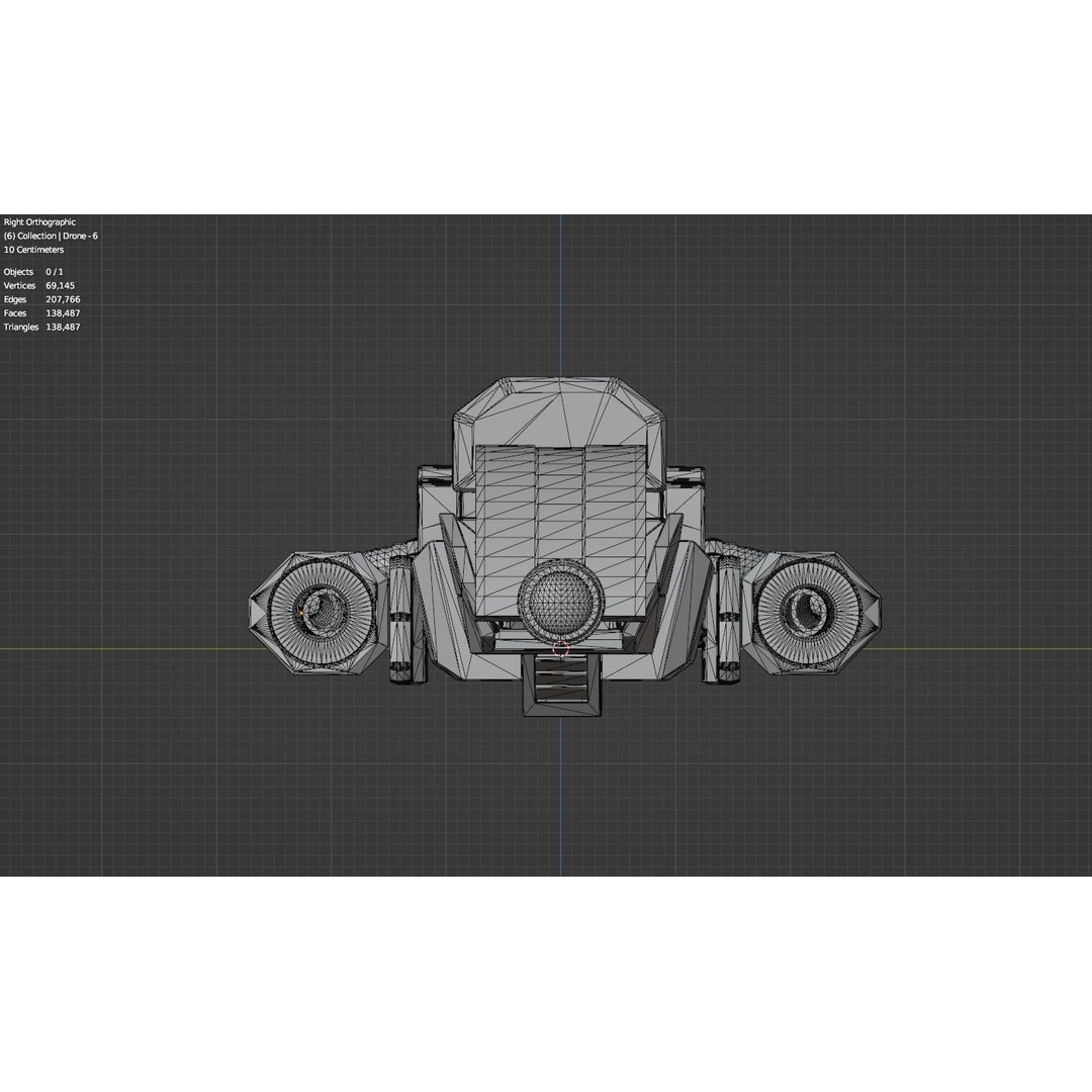 Sci-Fi Drone 3D Model – Untextured Poly Mesh, FBX, OBJ - View 10