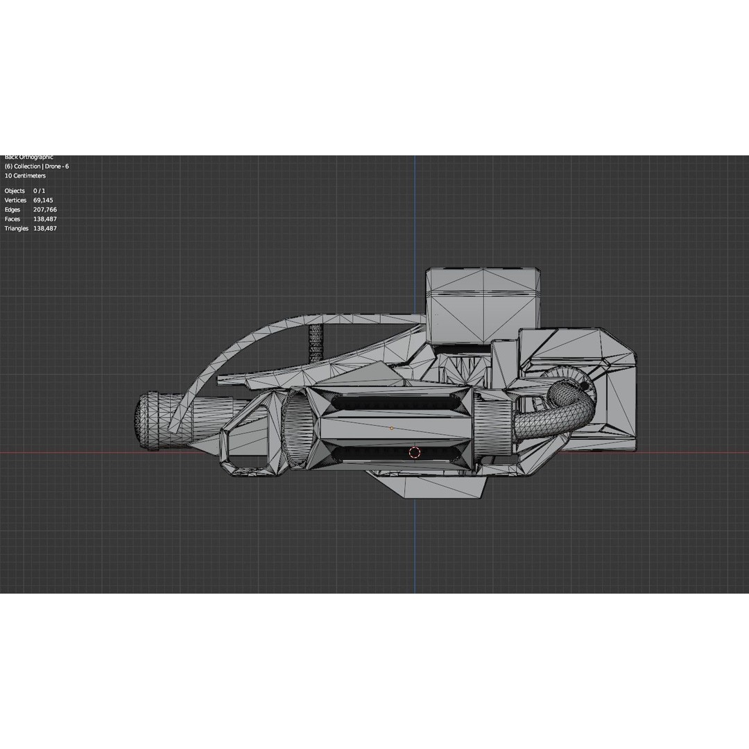 Sci-Fi Drone 3D Model – Untextured Poly Mesh, FBX, OBJ - View 11