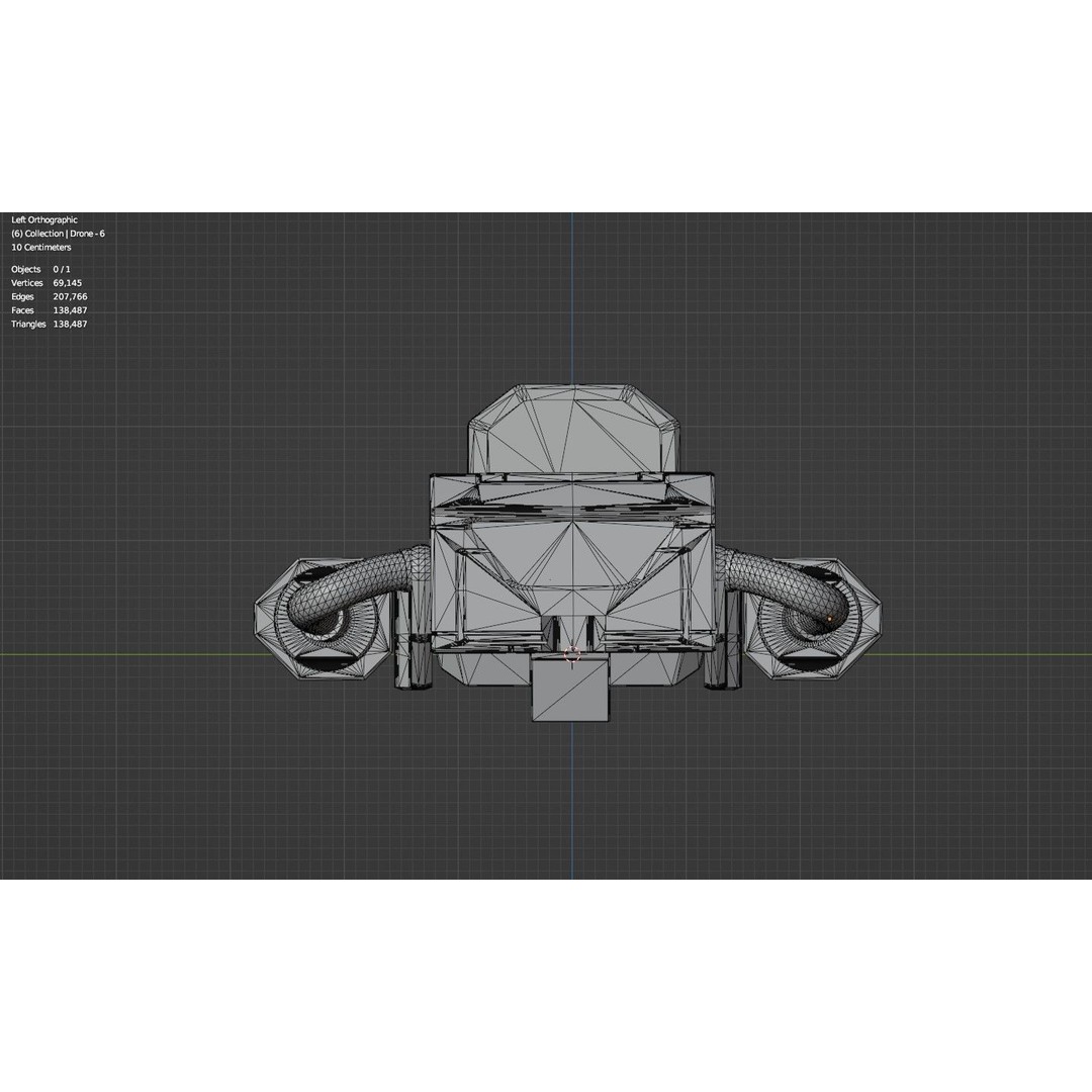 Sci-Fi Drone 3D Model – Untextured Poly Mesh, FBX, OBJ - View 12