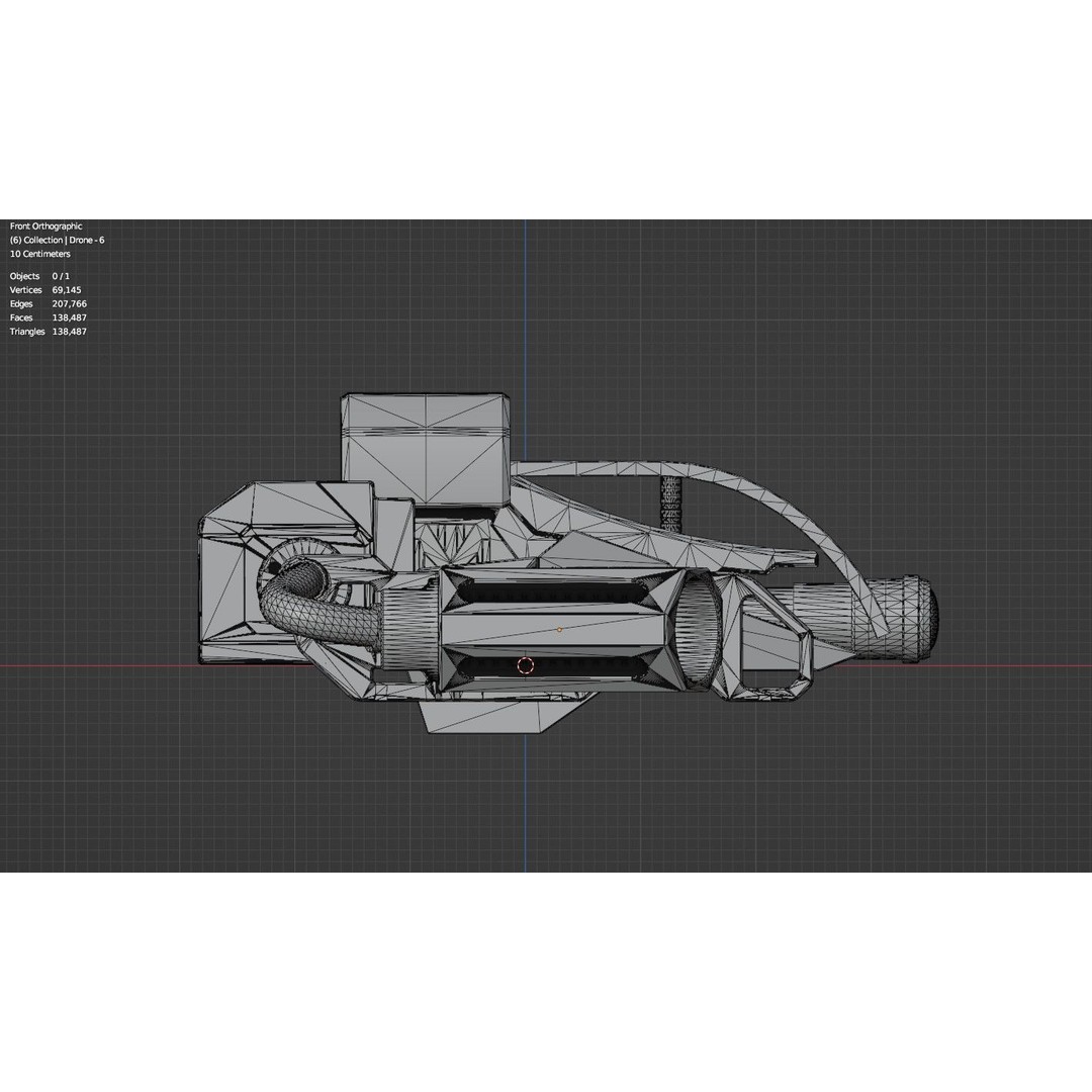 Sci-Fi Drone 3D Model – Untextured Poly Mesh, FBX, OBJ - View 13