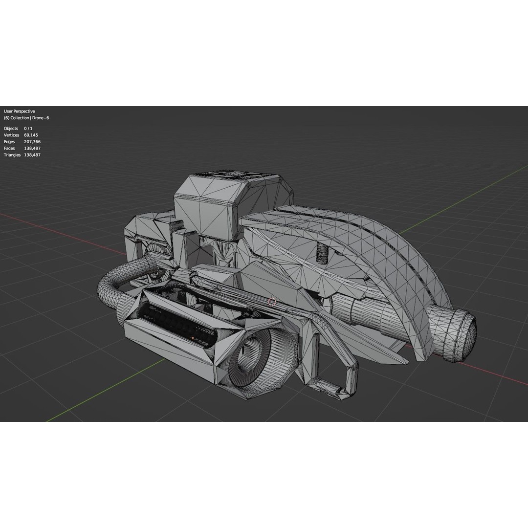 Sci-Fi Drone 3D Model – Untextured Poly Mesh, FBX, OBJ - View 14