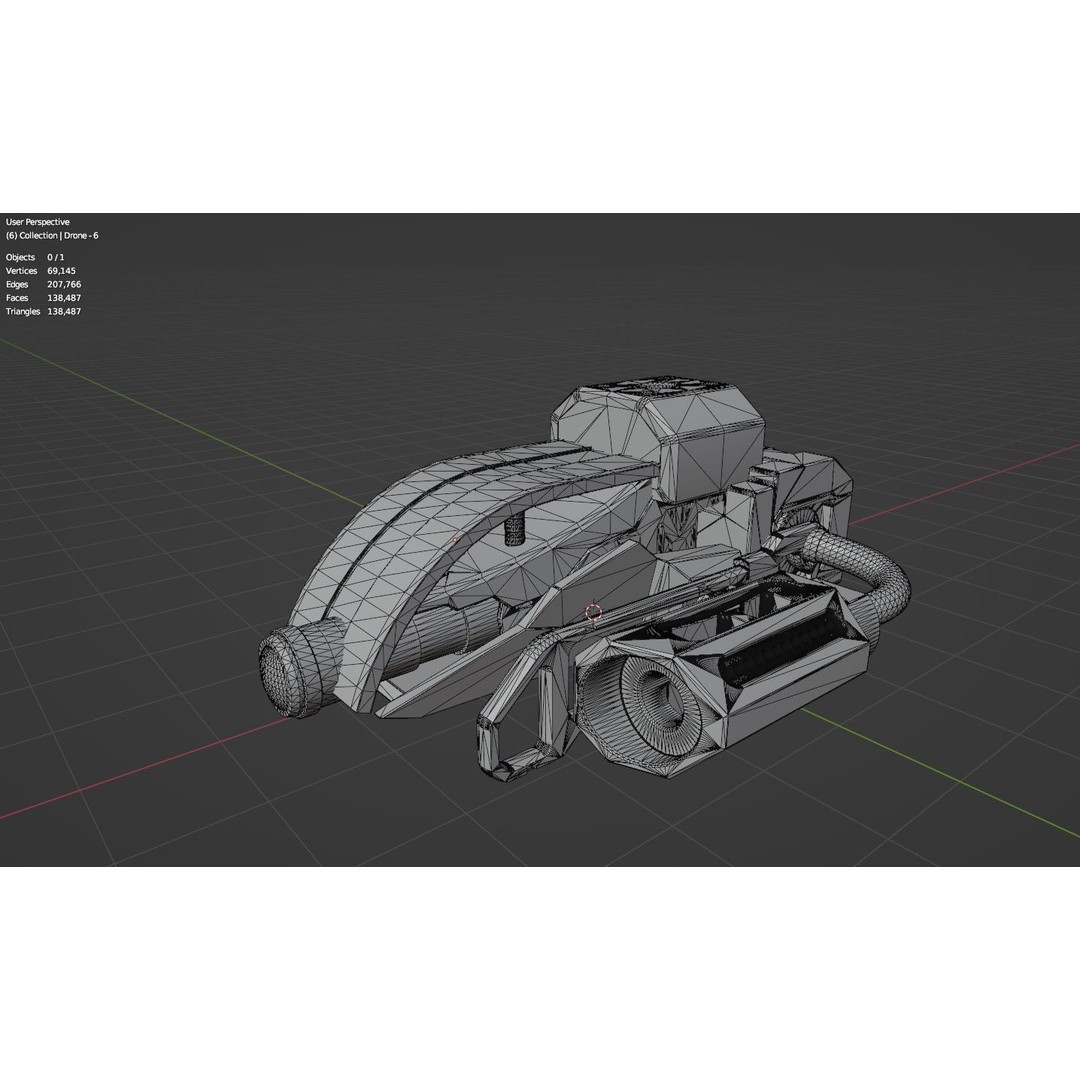 Sci-Fi Drone 3D Model – Untextured Poly Mesh, FBX, OBJ - View 15