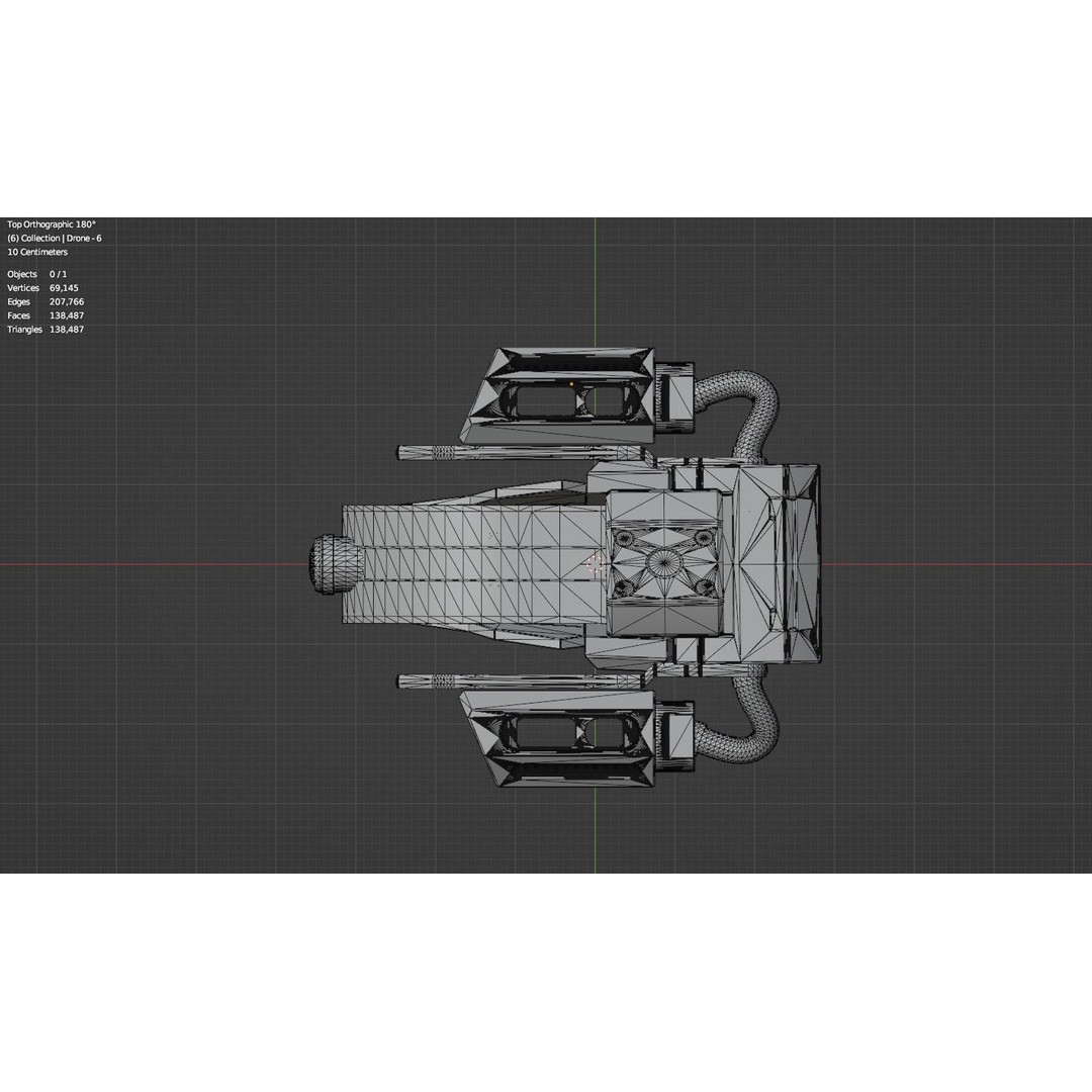 Sci-Fi Drone 3D Model – Untextured Poly Mesh, FBX, OBJ - View 16
