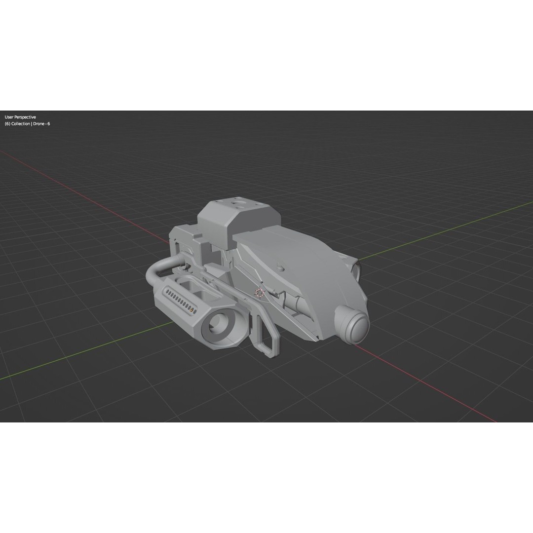 Sci-Fi Drone 3D Model – Untextured Poly Mesh, FBX, OBJ - View 22