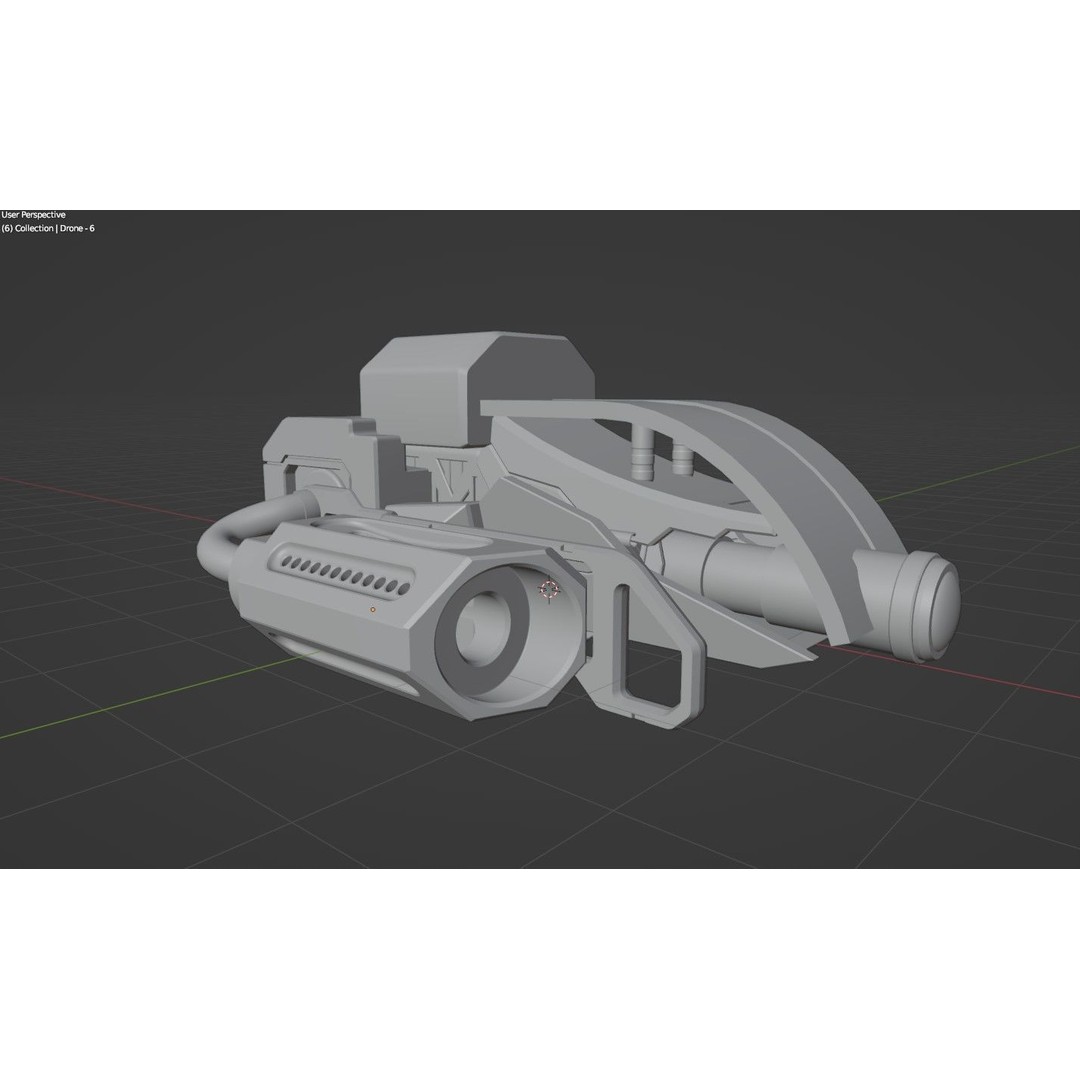 Sci-Fi Drone 3D Model – Untextured Poly Mesh, FBX, OBJ - View 23
