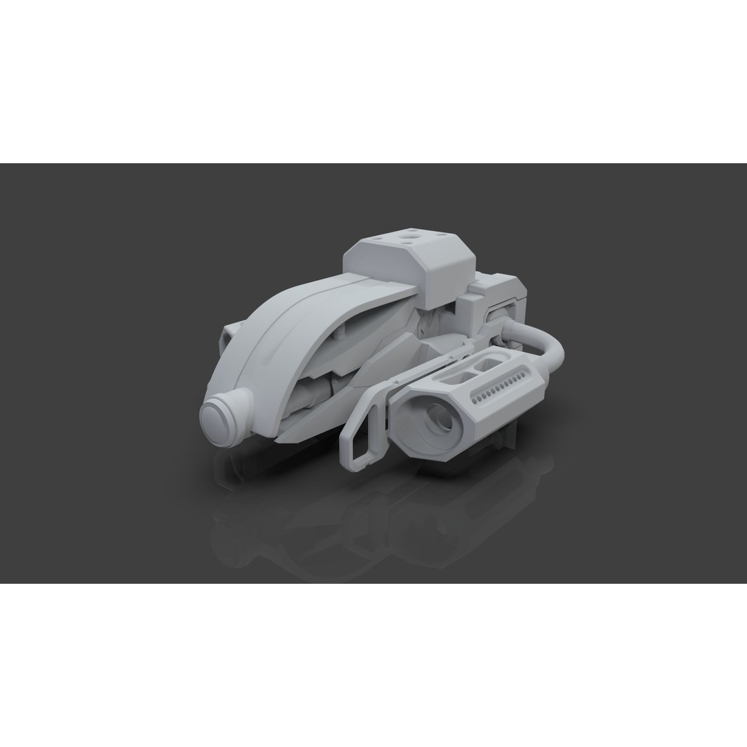 Sci-Fi Drone 3D Model – Untextured Poly Mesh, FBX, OBJ - View 4