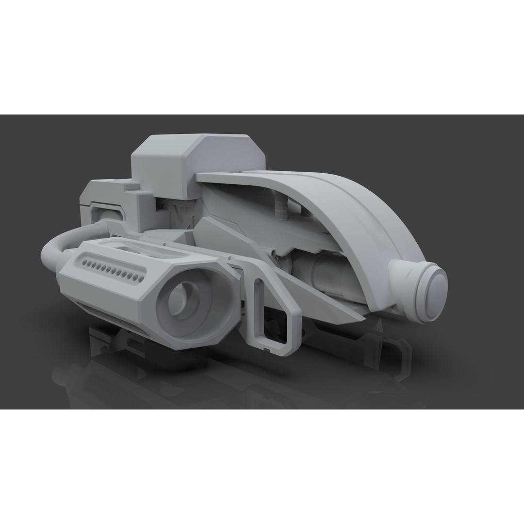 Sci-Fi Drone 3D Model – Untextured Poly Mesh, FBX, OBJ - View 5