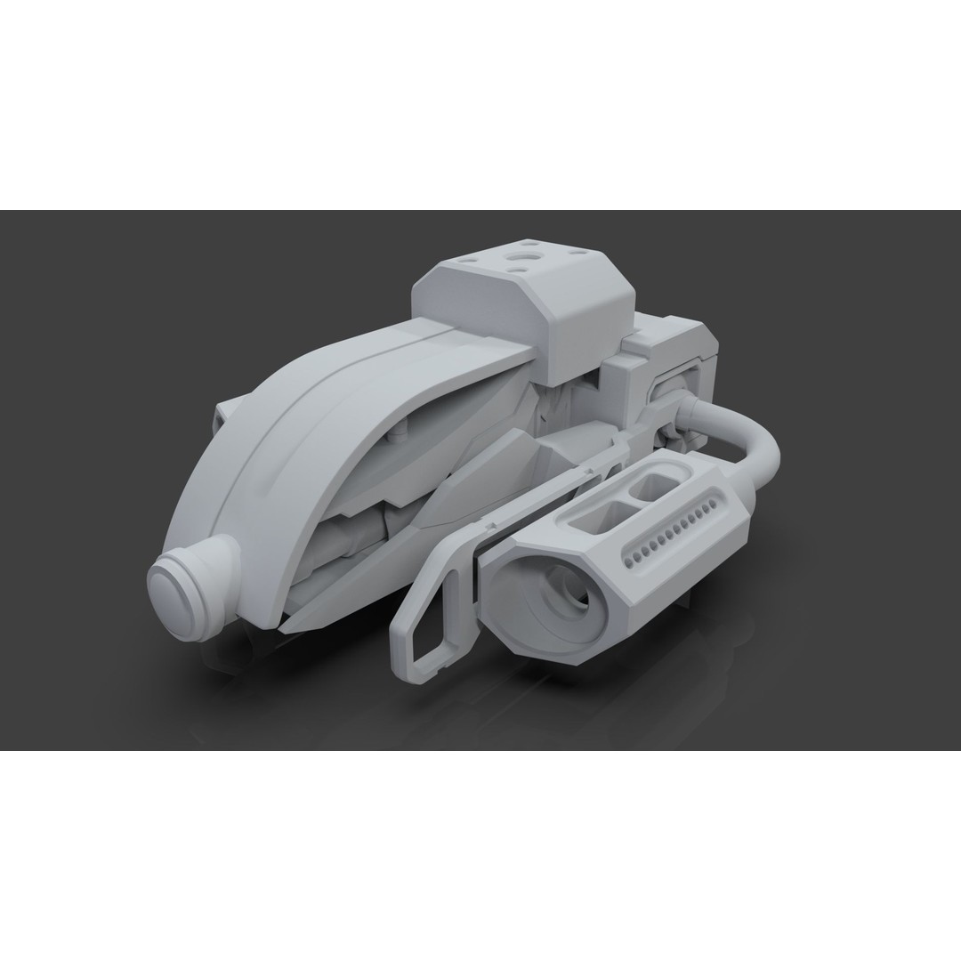 Sci-Fi Drone 3D Model – Untextured Poly Mesh, FBX, OBJ - View 6