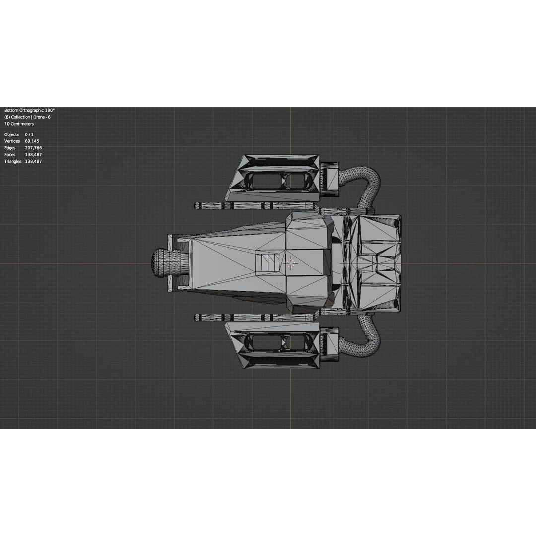 Sci-Fi Drone 3D Model – Untextured Poly Mesh, FBX, OBJ - View 9