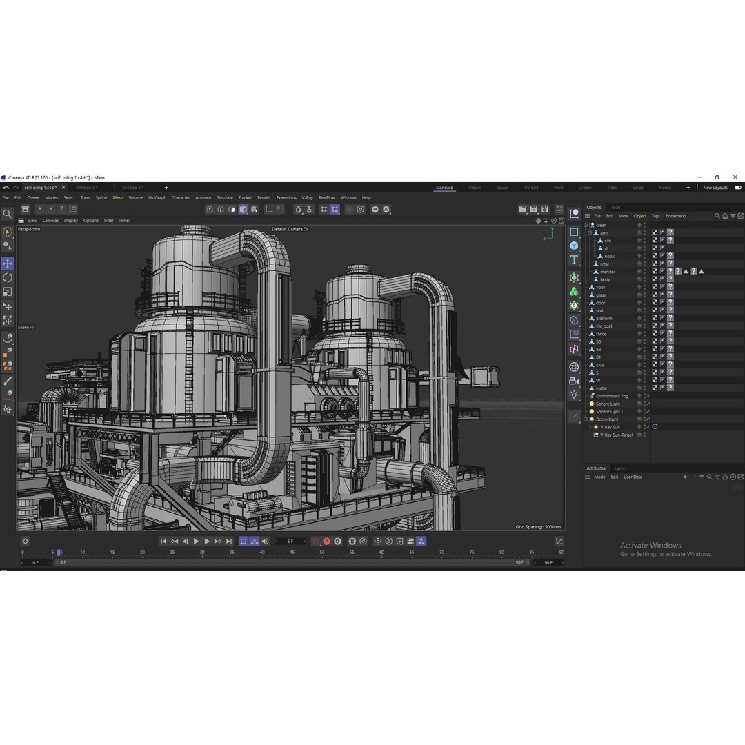 Sci-fi Oil Rig 3D Model – Industrial Platform for Unreal Engine & C4D - View 14