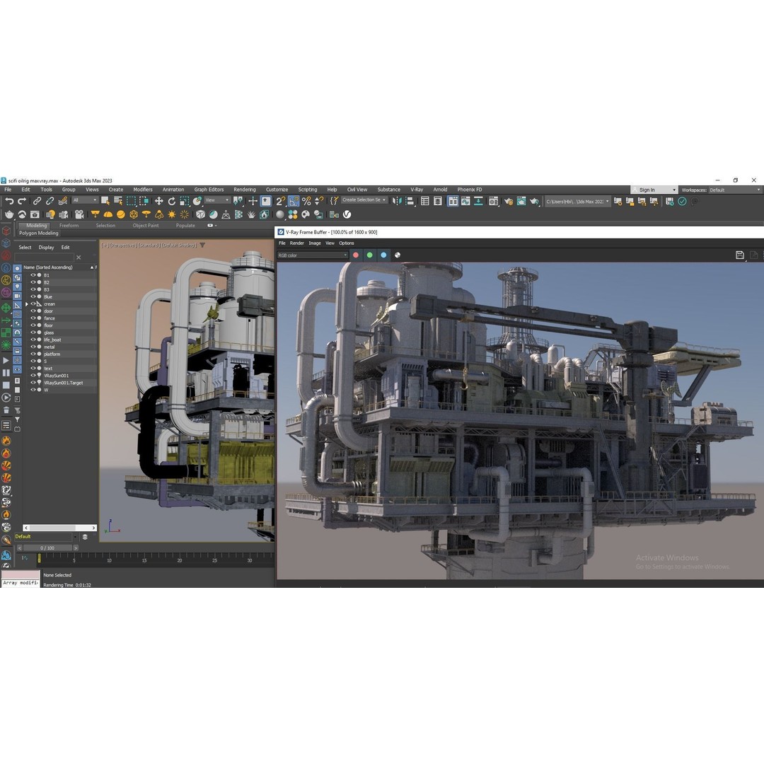 Sci-fi Oil Rig 3D Model – Industrial Platform for Unreal Engine & C4D - View 16