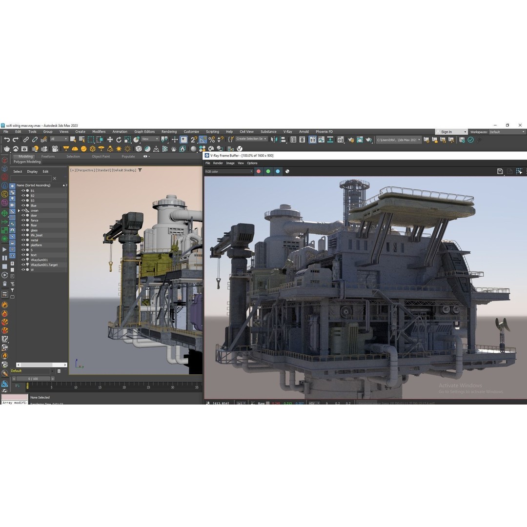 Sci-fi Oil Rig 3D Model – Industrial Platform for Unreal Engine & C4D - View 17