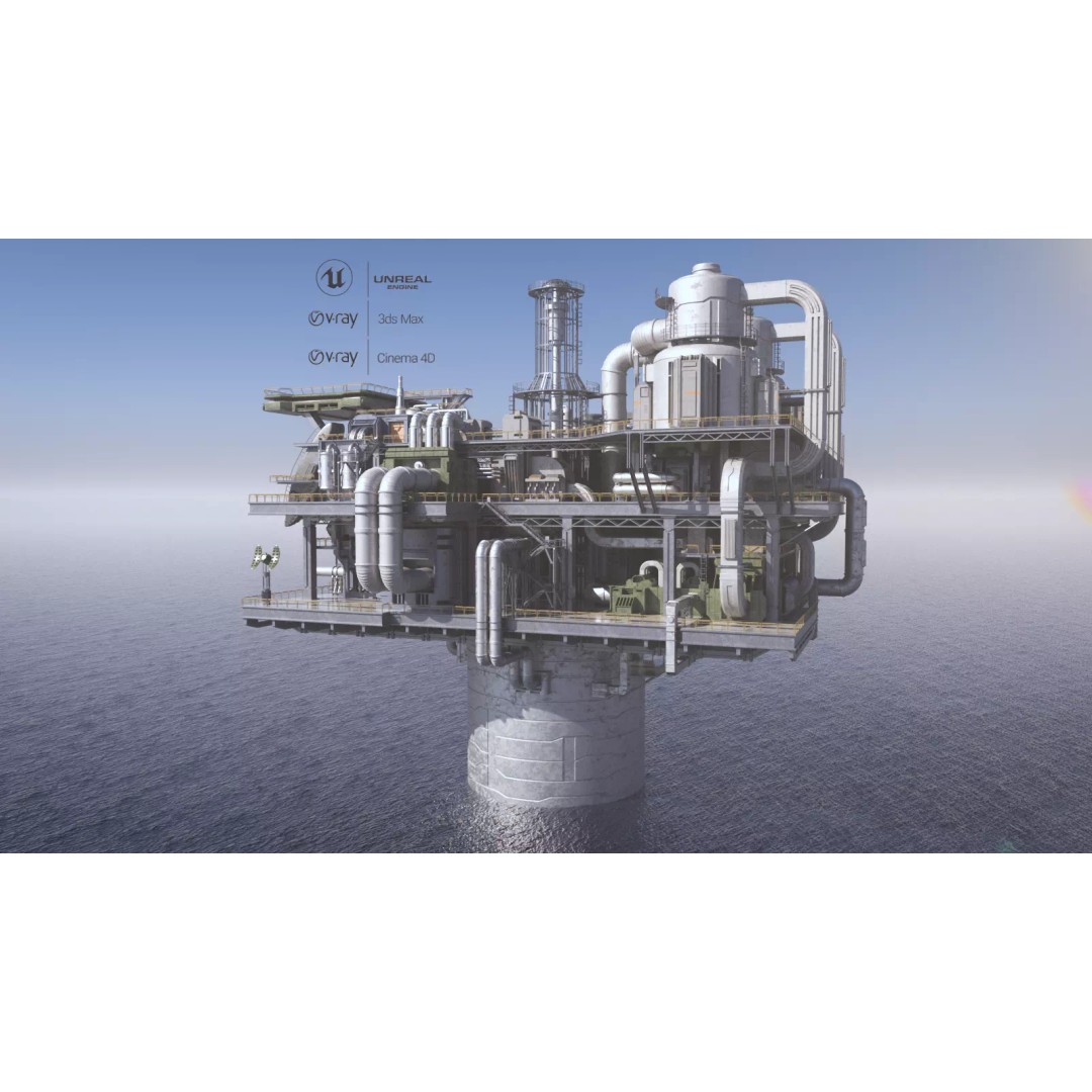 Sci-fi Oil Rig 3D Model – Industrial Platform for Unreal Engine & C4D - View 2