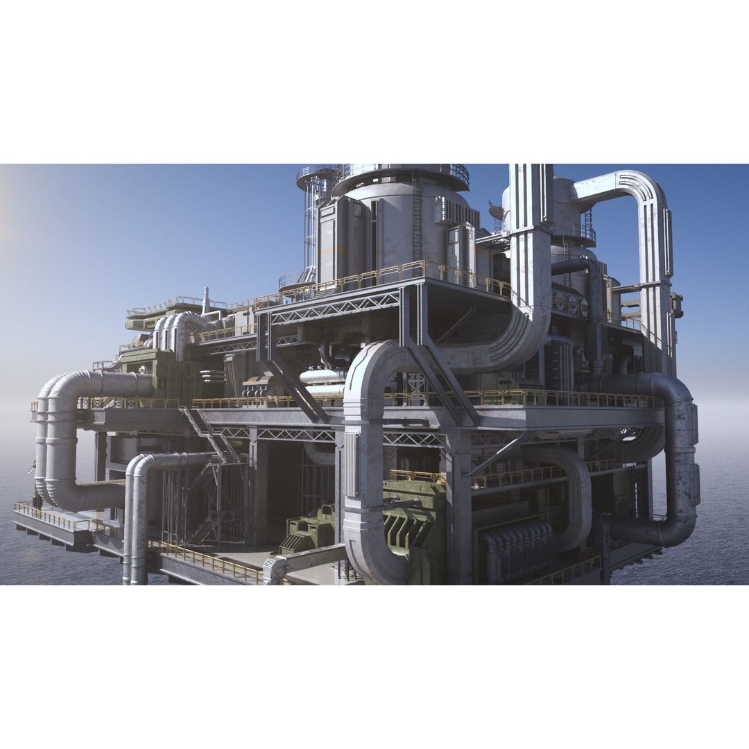 Sci-fi Oil Rig 3D Model – Industrial Platform for Unreal Engine & C4D - View 3