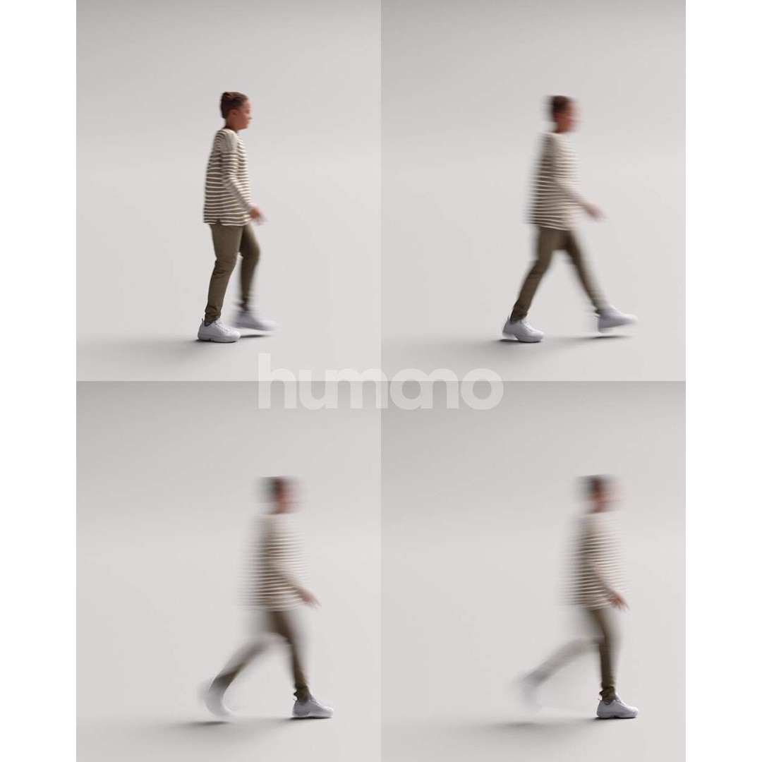 Humano Child Girl 3D Model – Realistic Walking Animation, FBX