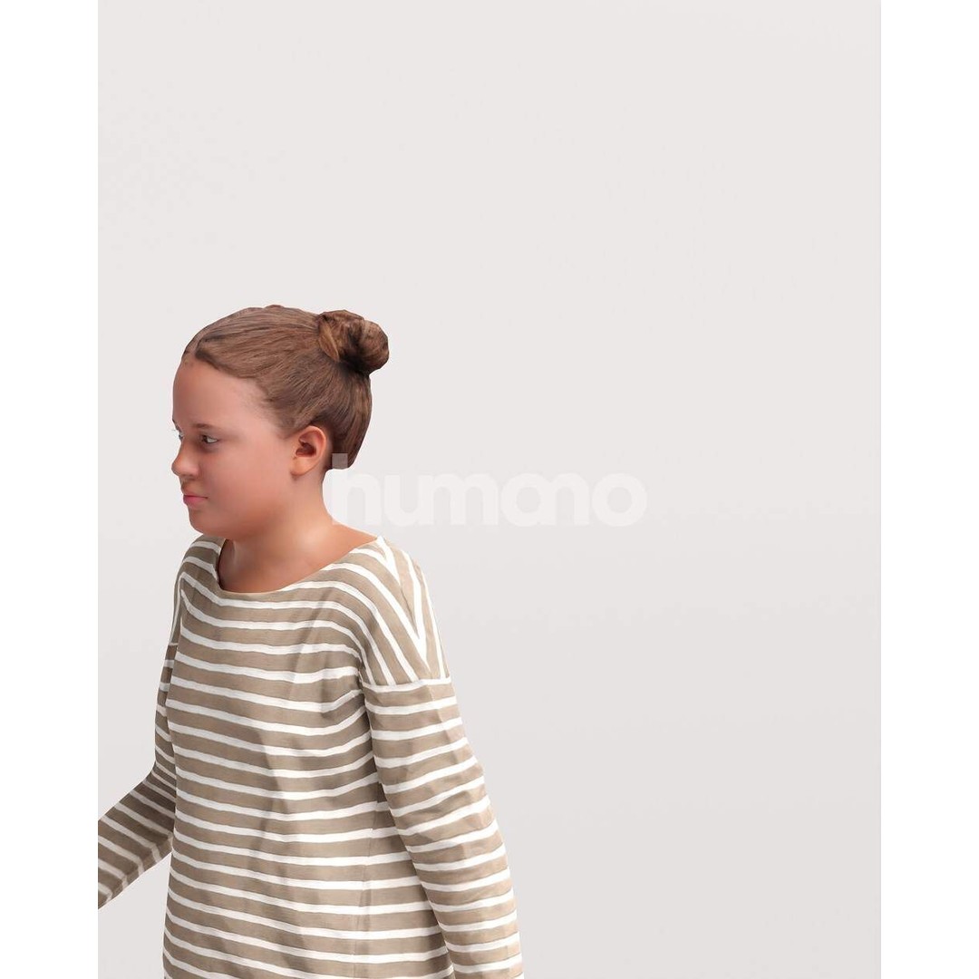 Humano Child Girl 3D Model – Realistic Walking Animation, FBX - View 11