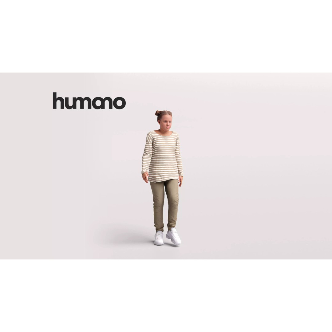 Humano Child Girl 3D Model – Realistic Walking Animation, FBX - View 2