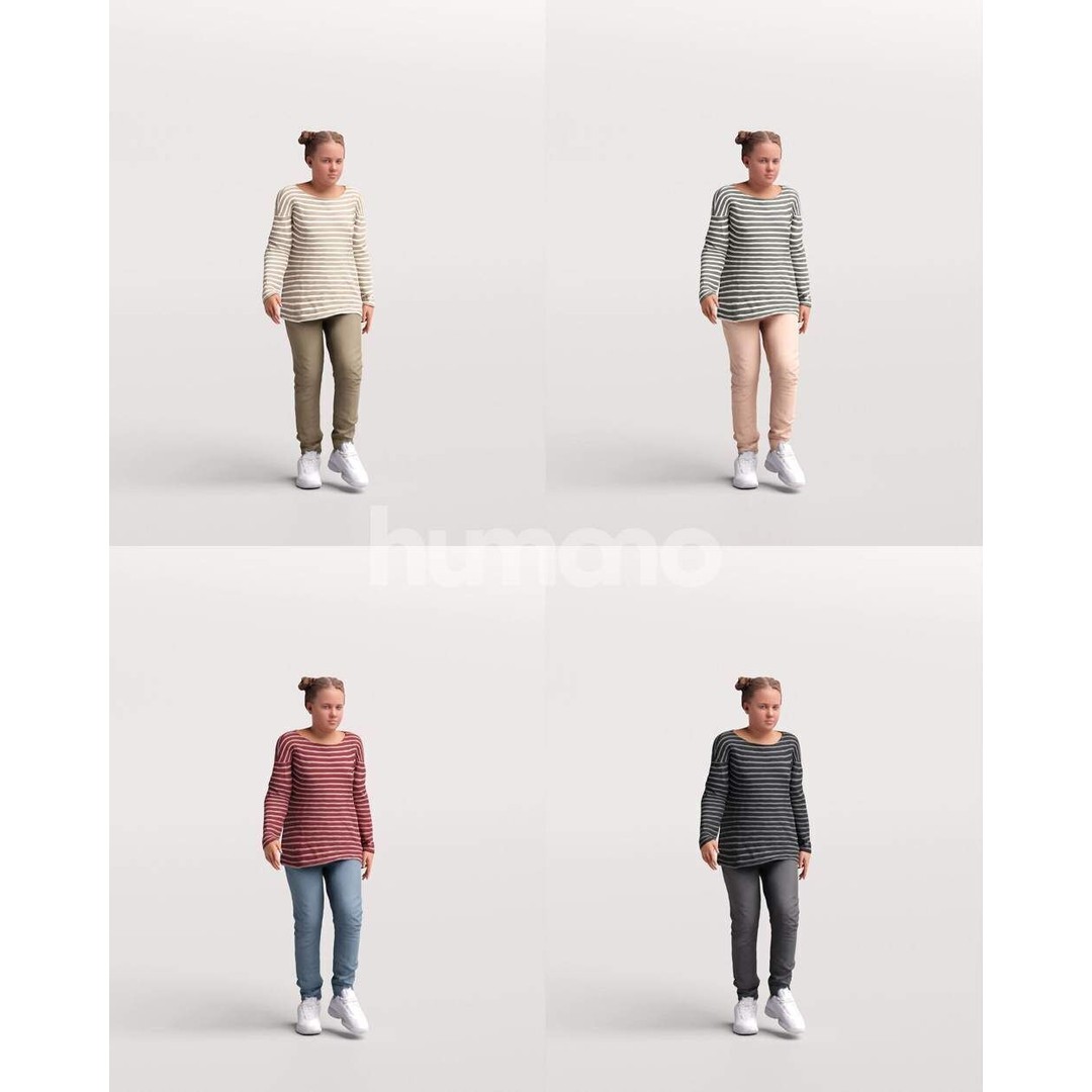 Humano Child Girl 3D Model – Realistic Walking Animation, FBX - View 3