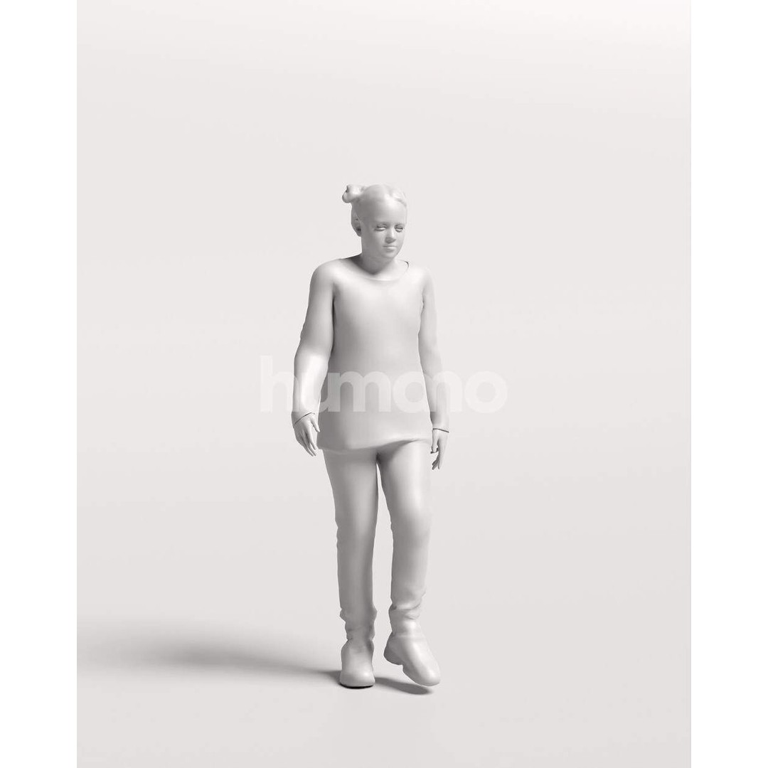 Humano Child Girl 3D Model – Realistic Walking Animation, FBX - View 4