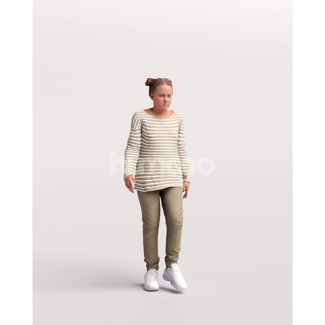 Humano Child Girl 3D Model – Realistic Walking Animation, FBX - View 5