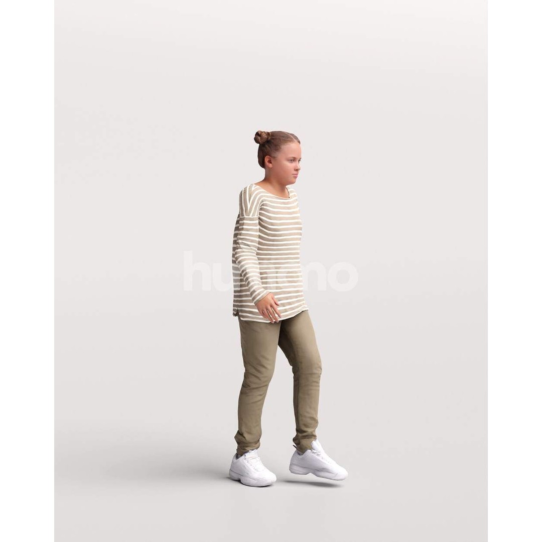 Humano Child Girl 3D Model – Realistic Walking Animation, FBX - View 6