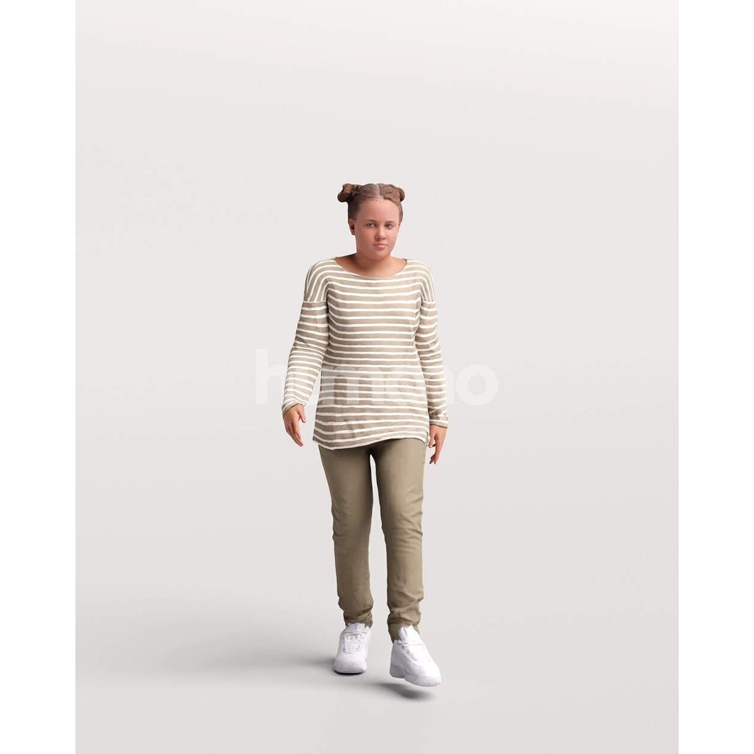 Humano Child Girl 3D Model – Realistic Walking Animation, FBX - View 7
