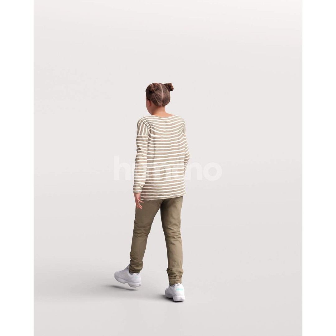 Humano Child Girl 3D Model – Realistic Walking Animation, FBX - View 8