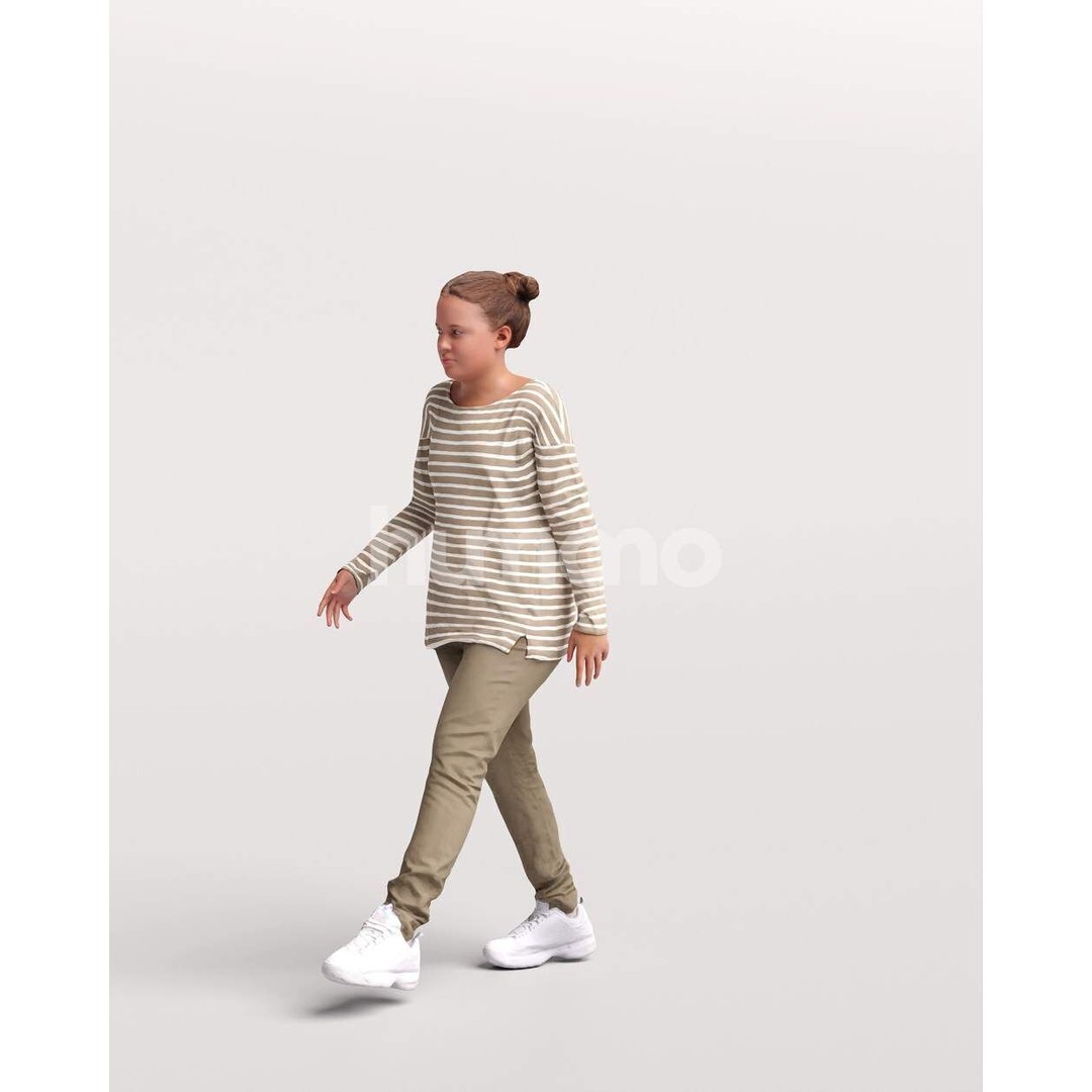 Humano Child Girl 3D Model – Realistic Walking Animation, FBX - View 9